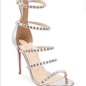 Christian Louboutin Forever Girl Metallic Leather Sandals, 100 Speccio, Size 39